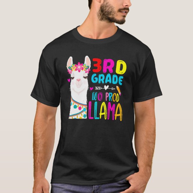 Third Team 3rd Grade Teacher Rainbow No Prob Llama T Shirt (Framsida)