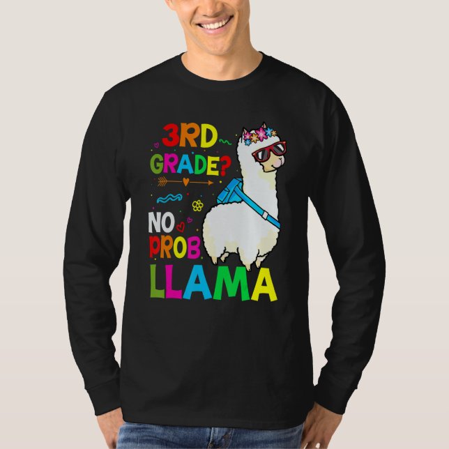 Third Team 3rd Grade Teacher Rainbow No Prob Llama T Shirt (Framsida)