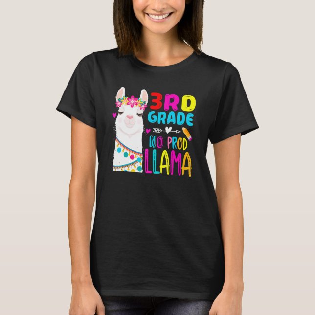 Third Team 3rd Grade Teacher Rainbow No Prob Llama T Shirt (Framsida)
