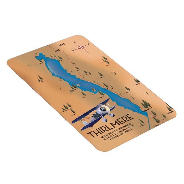 Thirlmere Reservoir Lake District Karta Magnet (Högersidan)
