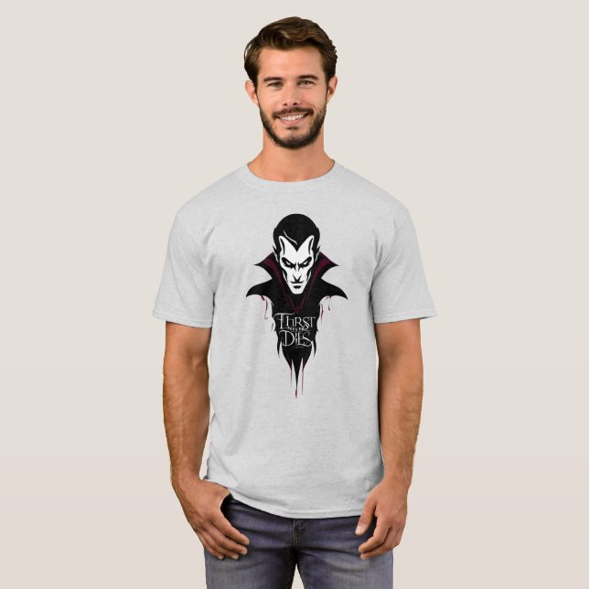 Thirst Dies Vampre Art T Shirt (Hel framsida)