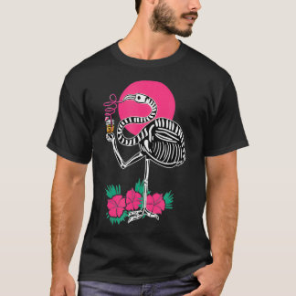 Thirsty Skeleton Flamingo Animal Tropical Bird T Shirt