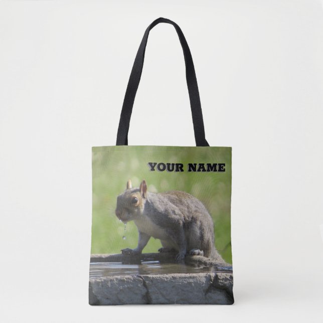 Thirsty Squirrel med ditt namn Tote Bag Tygkasse (Framsida)