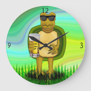 Thirsty Turtle Large Clock Stor Klocka