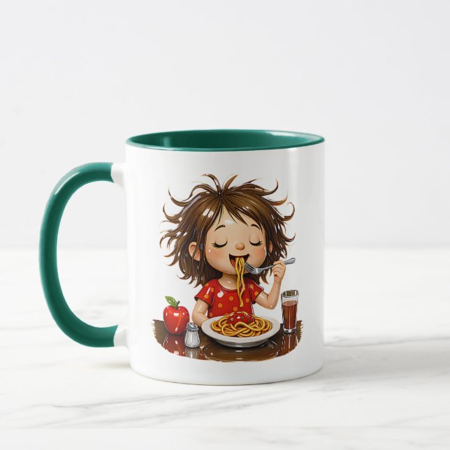 This adorable illustration shows a little girl hap mugg (Vänster)