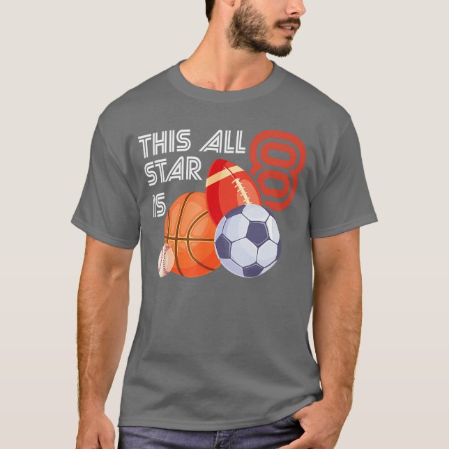 This All Star is 8 Year Old Birthday Basketball So T Shirt (Framsida)