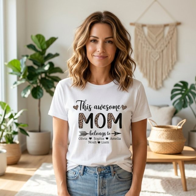 This Awesome Mom Leopard Family Names Style T Shirt (Skapare uppladdad)
