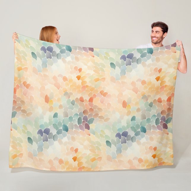 This blanket features a soft pastel abstract water fleecefilt (På plats)