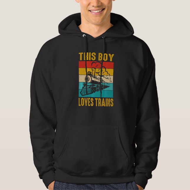 This Boy Loves Trains For Boys Trains    Train Hoodie (Framsida)