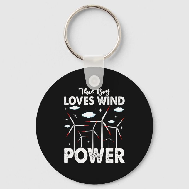 This Boy Loves Wind Wer, Windmill Turbine Technici Nyckelring (Framsida)