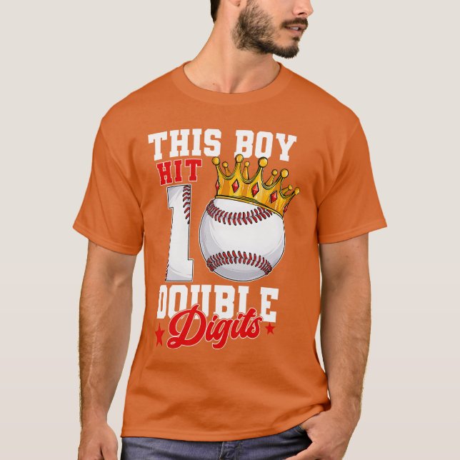 This Boy Now 10 Double Digits Baseball 10th Birthd T Shirt (Framsida)