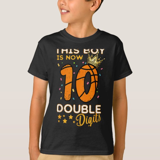 This Boy Now 10 Double Digits Crown 10th Birthday  T Shirt (Framsida)