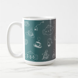 This charming tea and coffee doodle pattern featur kaffemugg