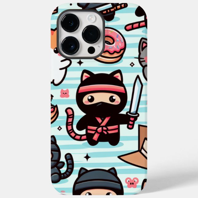 This cute iPhone case features playful ninja cats (Baksida)