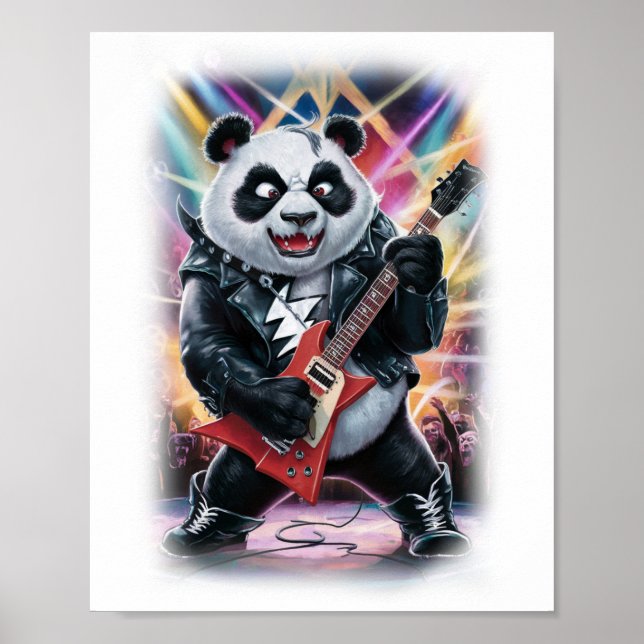 This Funny Panda plays Hardrock on a White Poster (Framsidan)