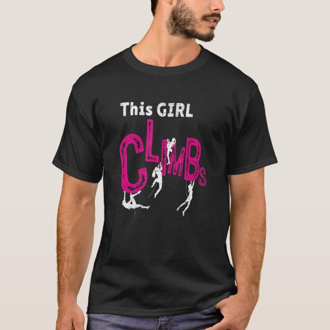 This Girl Climbs Rock Bouldering Rock Climbing Cli T Shirt (Framsida)