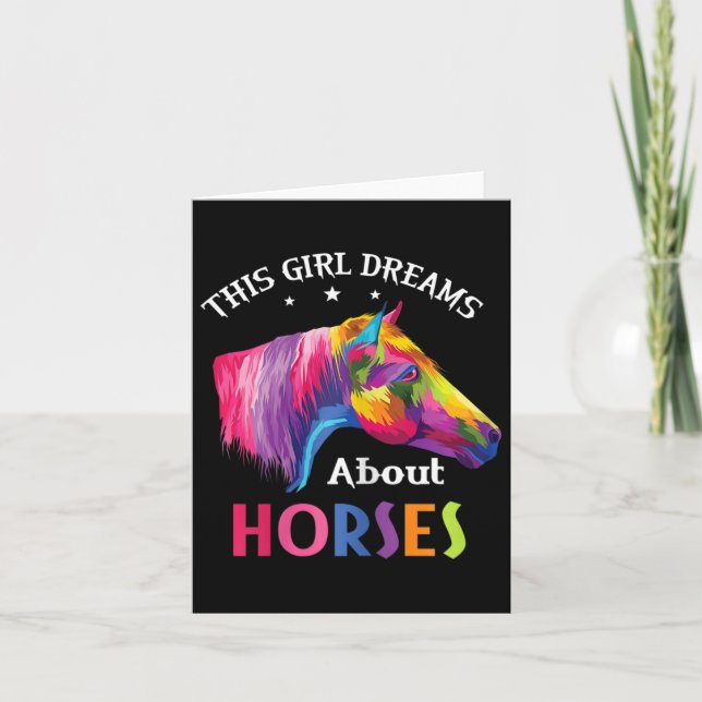 This Girl Dreams About Horses Horseback Riding Clo Kort (Framsida)