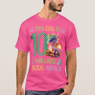 This Girl Is 10 And Loves Magical Animals 10Th Bir T Shirt