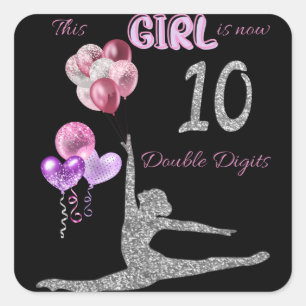 This Girl Is Now 10 Double Digits Gymnastics Fyrkantigt Klistermärke