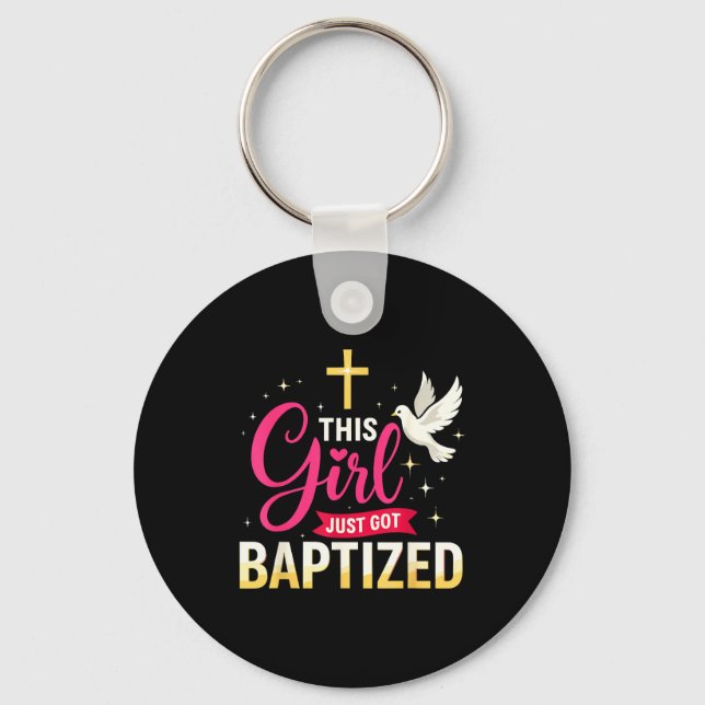 This Girl Just Got Baptized Shirt Girls Baptism Sh Nyckelring (Framsida)