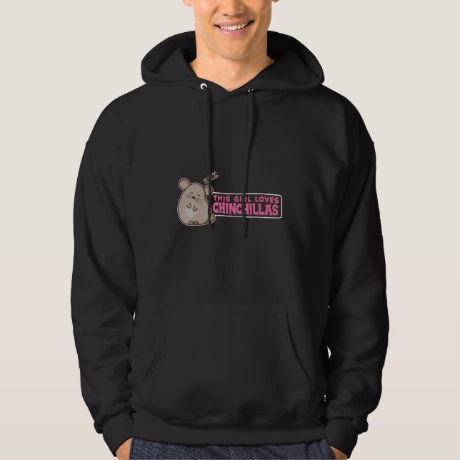 This Girl Loves Chinchillas Funny Chinchilla Lover Hoodie (Framsida)
