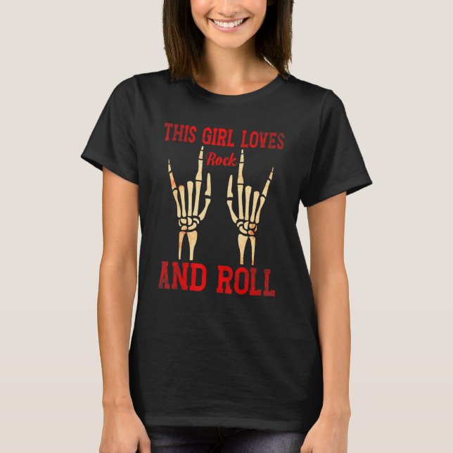 This Girl Loves Rock and Roll 2 T Shirt (Framsida)