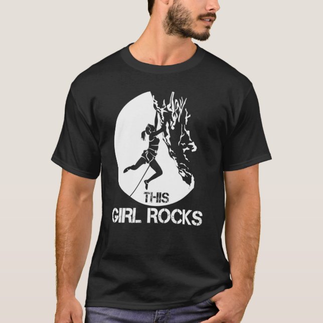 This Girl Rocks Rock Climbing Boulder Carabiner Cl T Shirt (Framsida)