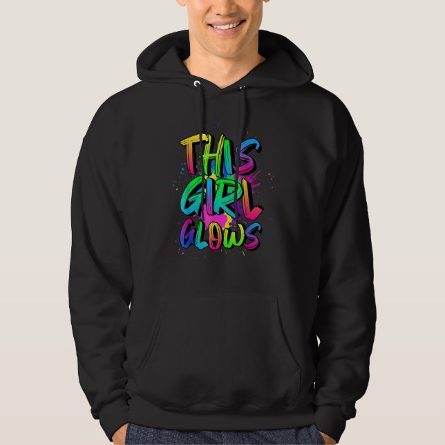 This Girls Glows Costume 80s Glow Halloween Party Hoodie (Framsida)