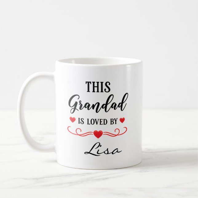 This Grandad Is Loved Personalised Mug Gift Granny Kaffemugg (Vänster)