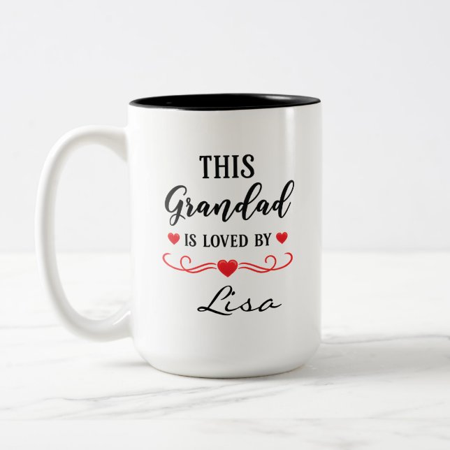 This Grandad Is Loved Personalised Mug Gift Granny Två-Tonad Mugg (Vänster)