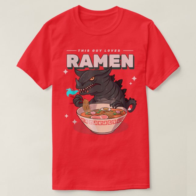 This Guy Loves Ramen - Funny Monster With Noodles  T Shirt (Design framsida)