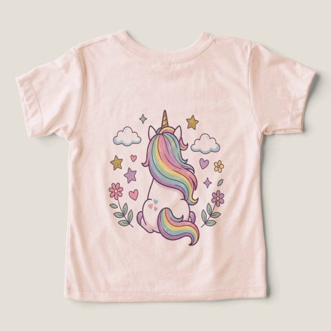 This is a T-shirt with a cute unicorn. (Design Baksida)