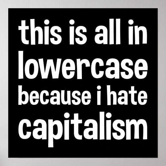 this is all in lowercase because i hate capitalism poster (Framsidan)