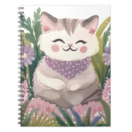 This is an adorable kitten resting on the plants anteckningsbok