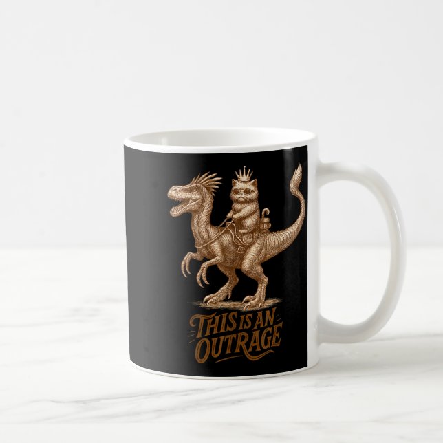 This Is An Outrage Funny Princess Cat Riding Dinos Kaffemugg (Höger)