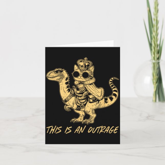This Is An Outrage Funny Princess Cat Riding Dinos Kort (Framsida)
