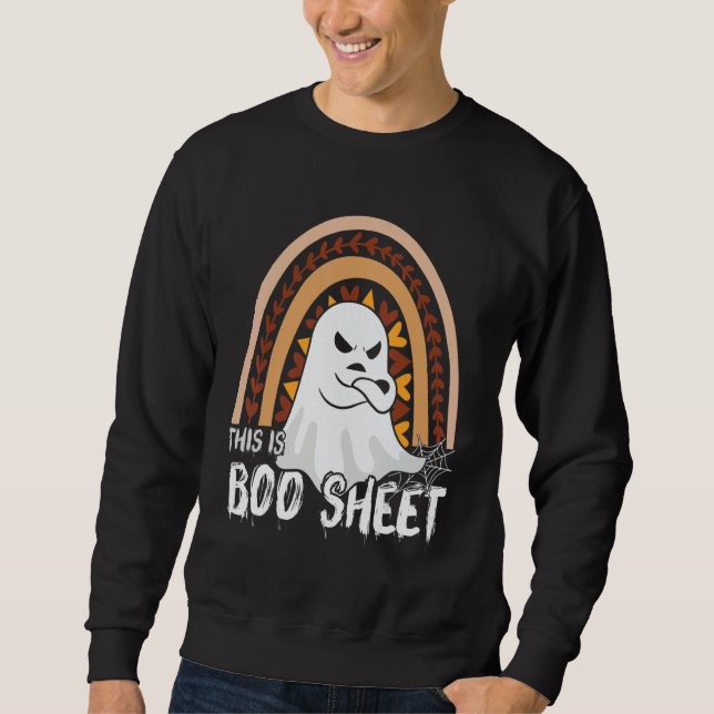 This is boo sheet ghost retro halloween costume me lång ärmad tröja (Framsida)