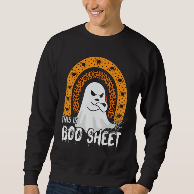 This is boo sheet ghost retro halloween costume me lång ärmad tröja (Framsida)