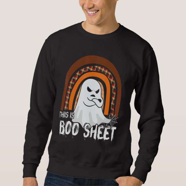 This is boo sheet ghost retro halloween costume me lång ärmad tröja (Framsida)