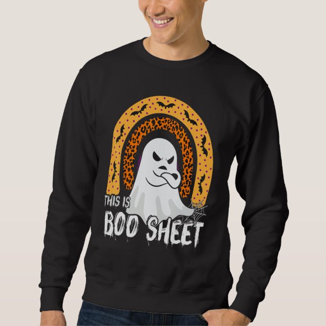 This is boo sheet ghost retro halloween costume me lång ärmad tröja (Framsida)