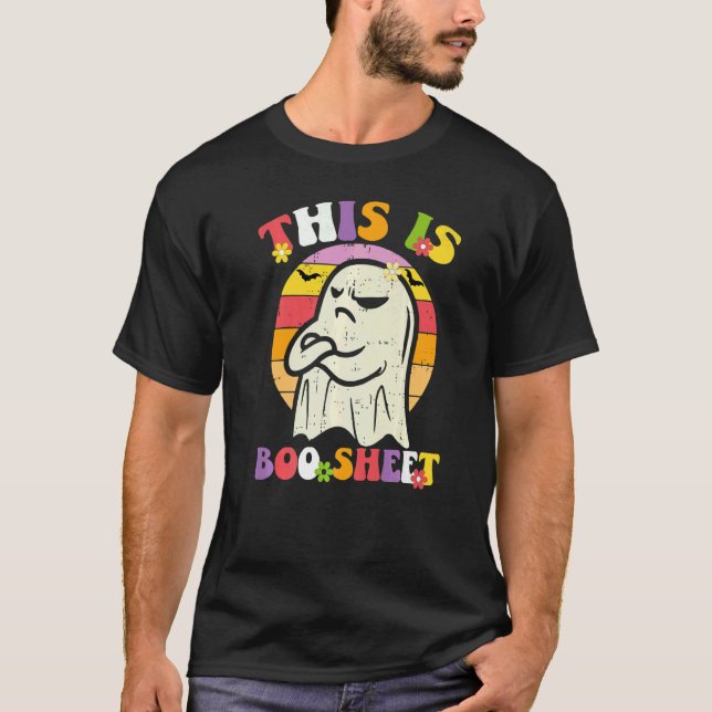 This Is Boo Sheet Ghost Retro Halloween Costume T Shirt (Framsida)