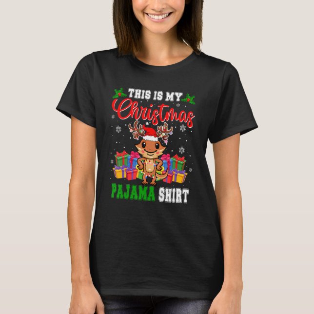 This Is Christmas Pajama Santa Reindeer Bearded Dr T Shirt (Framsida)