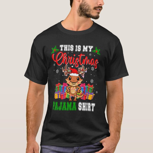 This Is Christmas Pajama Santa Reindeer Bearded Dr T Shirt (Framsida)