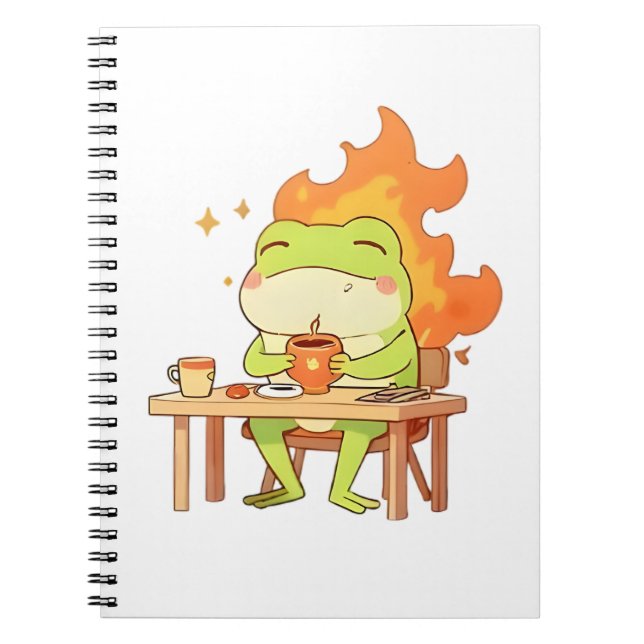 This Is Fine Groda Roligt Kawaii Design Anteckningsbok (Framsidan)