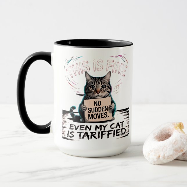 This Is Fine Katt – Semesternöje med en Twist 🎁🐾 Mugg (Med munk)