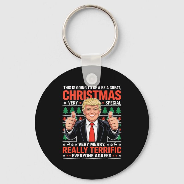 This Is Going To Be A Great Christmas Trump Ugly  Nyckelring (Framsida)