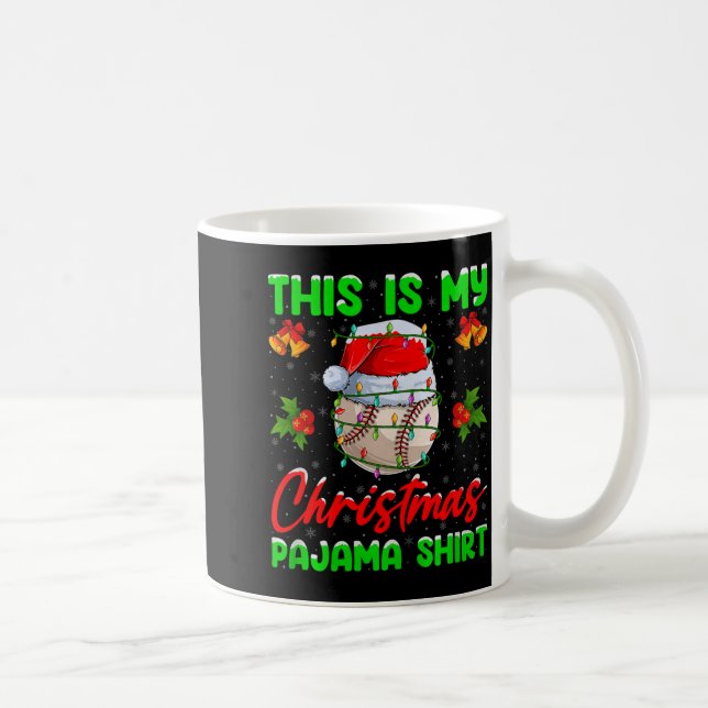 This Is My Baseball Christmas Pajamas Funny Baseba Kaffemugg (Höger)