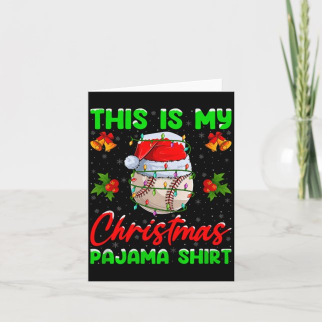 This Is My Baseball Christmas Pajamas Funny Baseba Kort (Framsida)