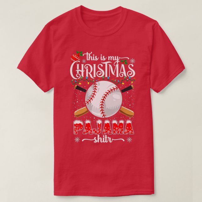 This Is My Christmas Baseball Pajama For Boys Men  T Shirt (Design framsida)