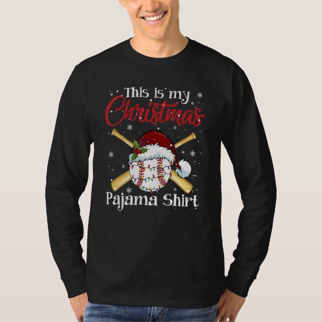 This Is My Christmas Baseball Pajama  For Boys Men T Shirt (Framsida)